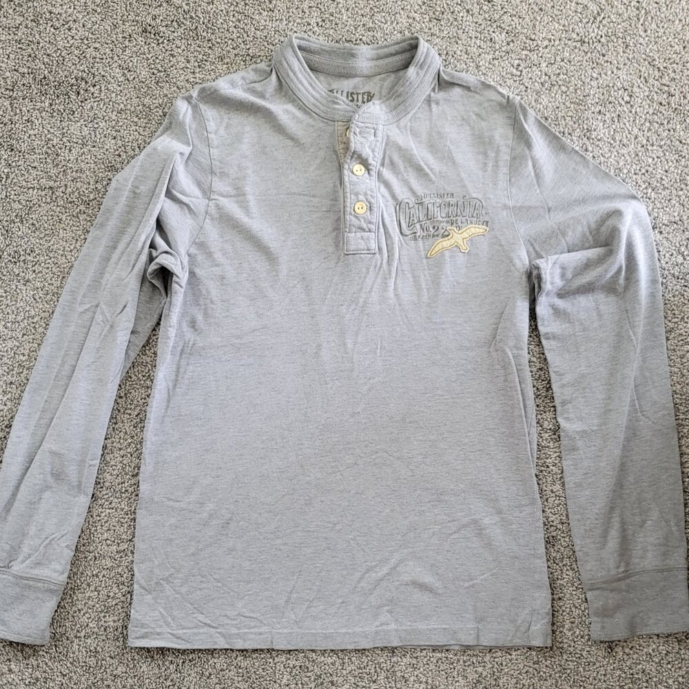 Retro Grey Hollister Long Sleeve T-shirt Large